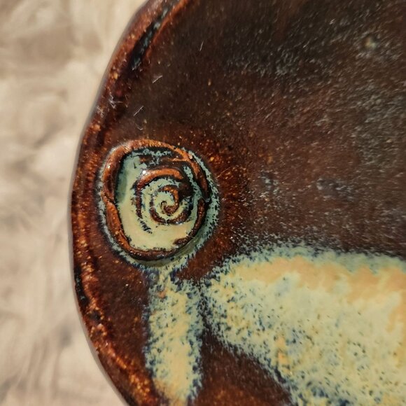 Handcrafted Marked Pottery Ceramic Trinket Dish Boho, Cottage, - Picture 7 of 10